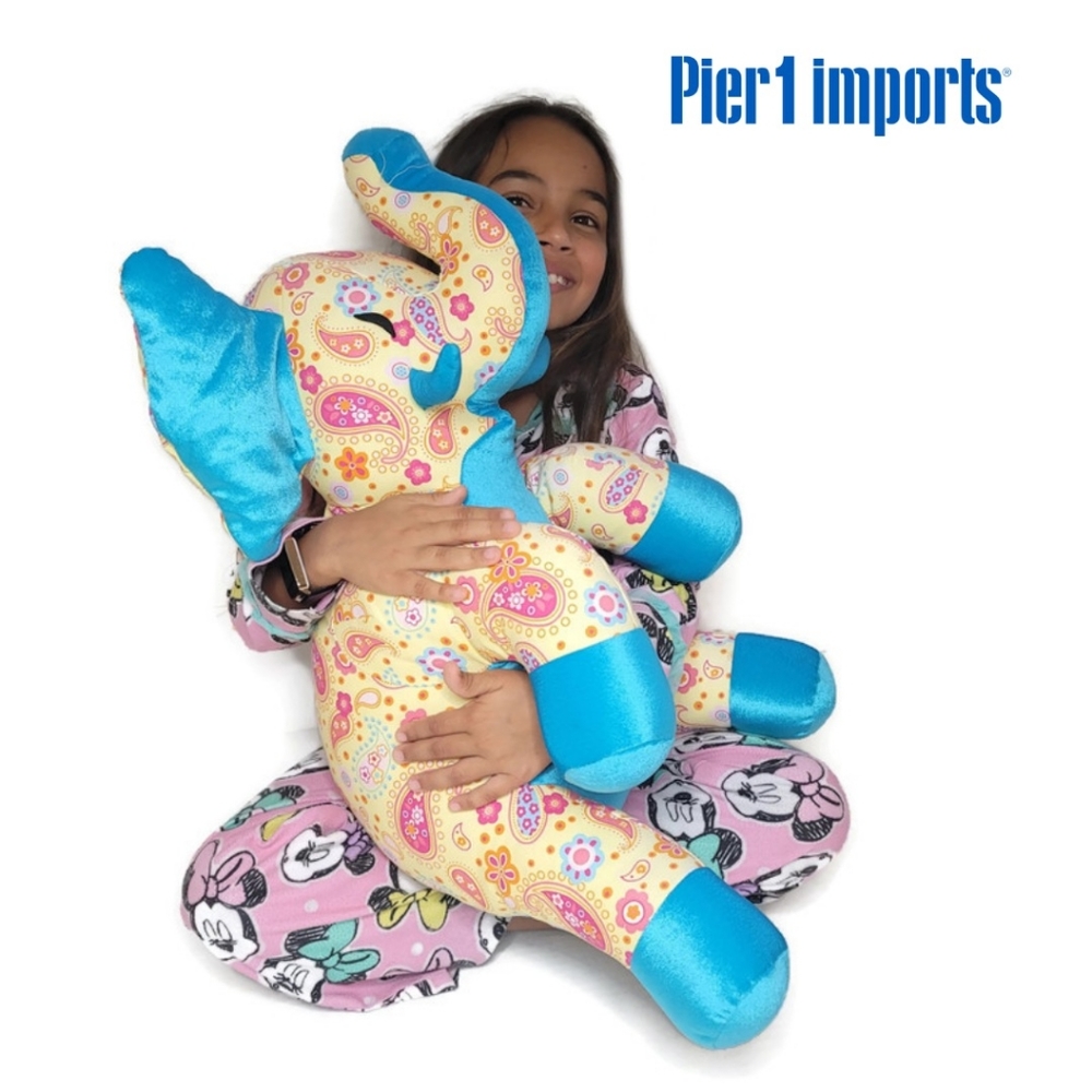 Pier 1 imports yellow paisley stuffed elephant plush stuffy. He's pretty large.